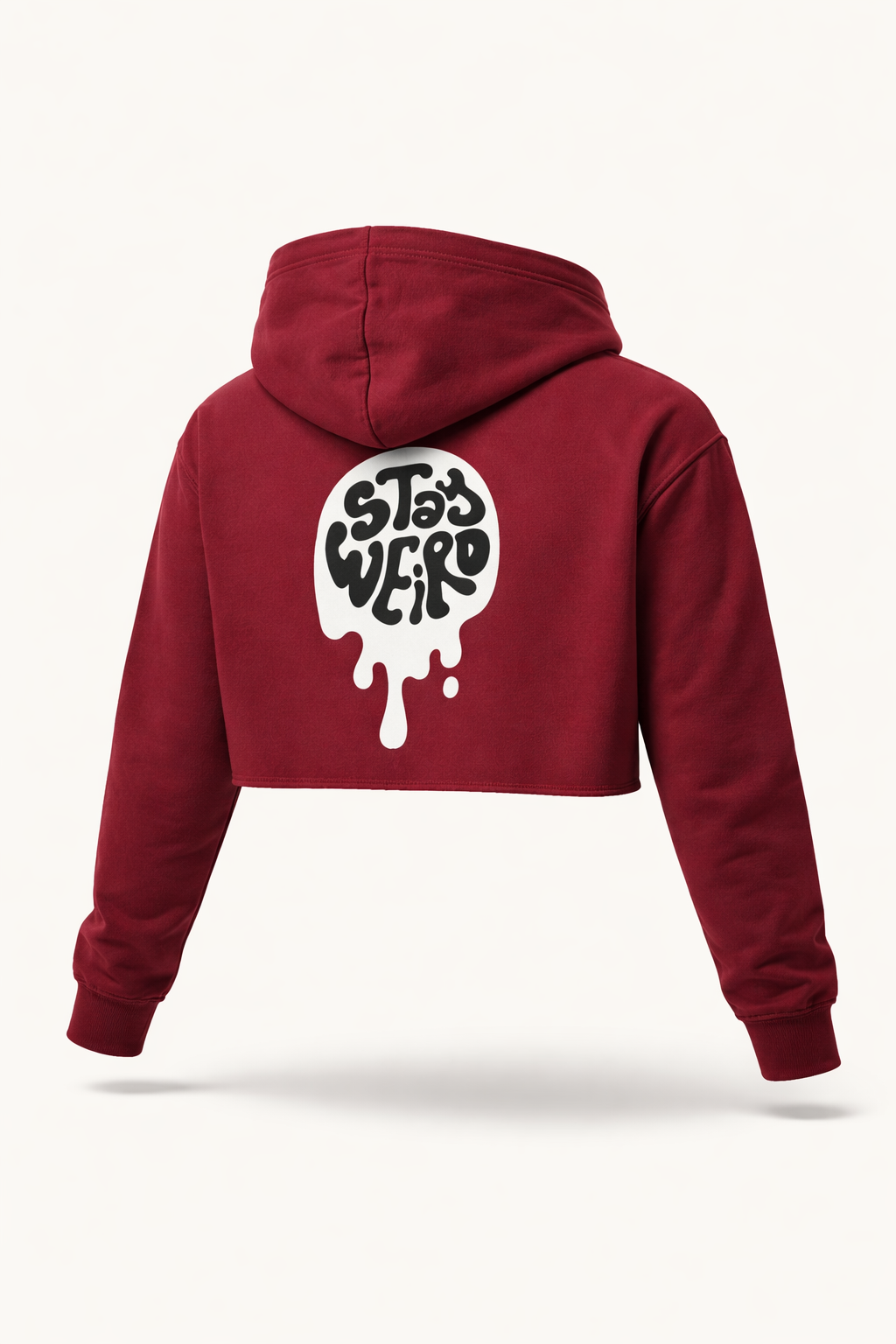 Stay Weird Drip Crop Hoodie – Bold Streetwear for Fearlessly Original Women