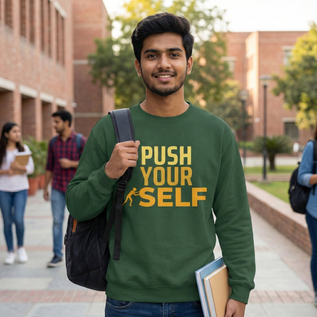 Push Your Self Motivation Sweatshirt – Bold Mindset | Everyday Hustle Wear